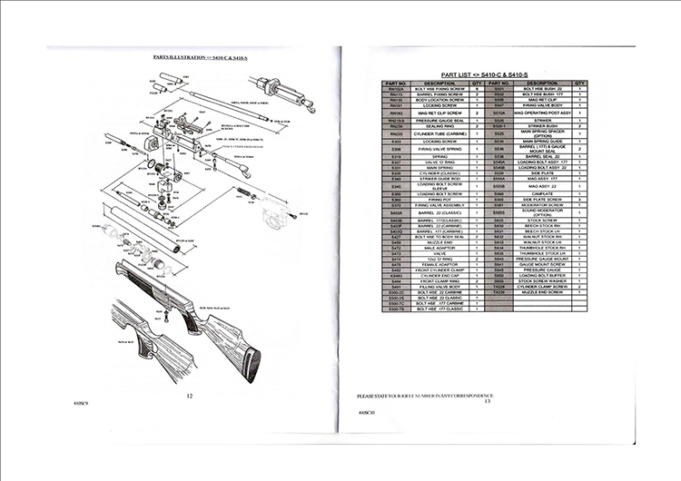 AIRGUN SPARES AIR ARMS S410 John Knibbs International Ltd